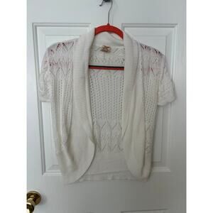 Faded Glory open front white knit cardigan short sleeve Med